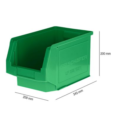 Magazijnbak LF 322 SSI Schäfer - polypropeen - L 343 x B 209 x H 200 mm - 10,4 l - groen
