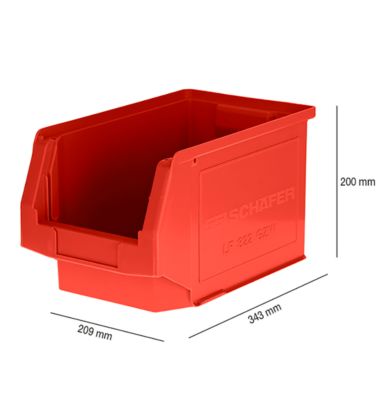 Magazijnbak LF 322 SSI Schäfer - polypropeen - L 343 x B 209 x H 200 mm - 10,4 l - rood