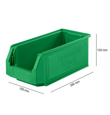 Magazijnbak LF 421 SSI Schäfer - polypropeen - L 380 x B 185 x H 154 mm - 7,8 l - groen