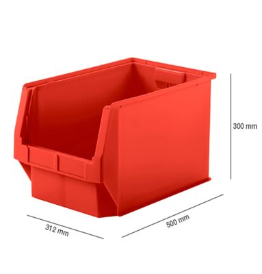Magazijnbak LF 533 SSI Schäfer - polypropeen - L 500 x B 312 x H 300 mm - 38 l - rood