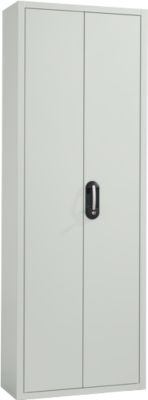 Magazinschrank, 1980 mm hoch, 15 Böden, ohne Kästen, mit Türen, lichtgrau