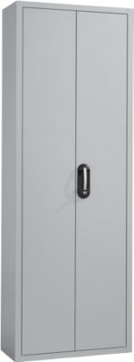 Magazinschrank, 1980 mm hoch, 18 Böden, ohne Kästen, mit Türen, hellsilber