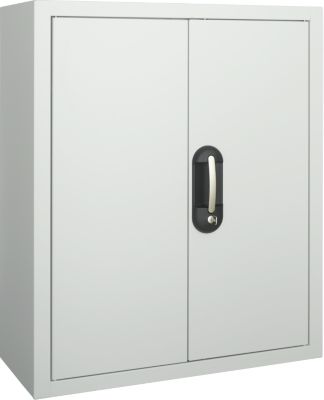 Magazinschrank, 830 mm hoch, 4 Böden, ohne Kästen, mit Türen, lichtgrau