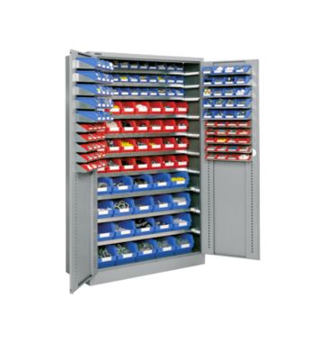 Magazinschrank, mit Ausstattung, B 1200 x T 500 x H 1935 mm, weissaluminium RAL 9006  
