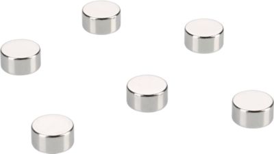 Magnete, für Glas-Magnettafeln, rund, Haftkraft bis 3 kg, Ø 10 x H 5 mm, Metall, chromfarben, 6 Stück