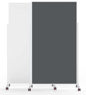 Magnetoplan mobile Moderationstafel VarioPin White, Hoch-/Querformat, 2-seitig nutzbar, magnethaftend, B 1000 x H 1800 mm, Stahl/Filz/Alu, weiß/grau/weiß