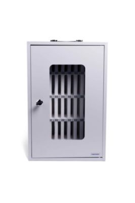 Magnetoplan Smartphone-Aufbewahrungsbox, für bis zu 36 Mobiltelefone, abschliessbar, Tragegriff, B 295 x T 205 x H 445 mm, Stahl lackiert, grau