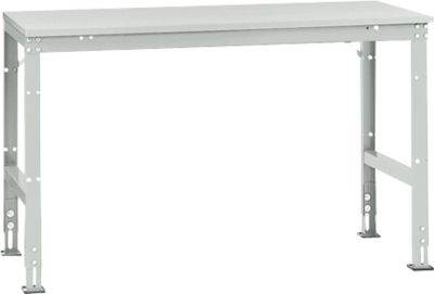 Manuflex Grundtisch UNIVERSAL Standard, Tischplatte Melamin, 1500x800, lichtgrau