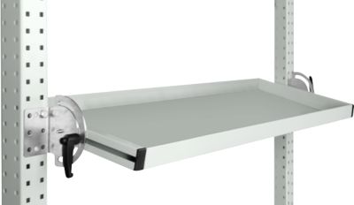 Manuflex Neigbare Ablagekonsole, für Reihe Universal oder Profi, Nutztiefe 345 mm, für Tischbreite 1250 mm, lichtgrau