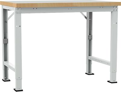 Manuflex Werkbank Profi Spezial, Tischplatte Kunststoff, 1250 x 700 mm, lichtgrau