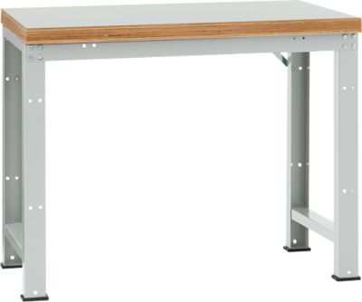 Manuflex Werkbank Profi Standard, Tischplatte Kunststoff B 1250 x T 700, lichtgrau