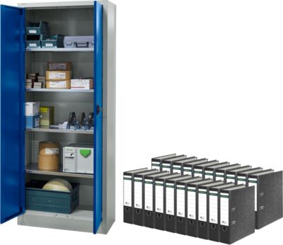 Materialschrank Schäfer Shop Pure, abschließbar, B 800 x T 400 x H 1935 mm + gratis 20 Schäfer Shop Select Aktenordner, DIN A4, 80 mm