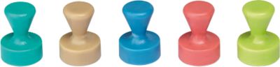 MAUL Neodym-Kegelmagnete, 10 Stk., Haftkraft 1,5 kg, ø 12 x 16 mm, Kunststoff-Kappe farbsortiert