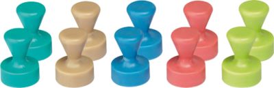 MAUL Neodym-Kegelmagnete, 10 Stk., Haftkraft 1,5 kg, ø 12 x 16 mm, Kunststoff-Kappe farbsortiert