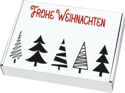 Maxibriefkartons, mit Motiv „Tannenbaumallee“, portooptimiert, bis 20 kg, Außenmaße 350 x 250 x 50 mm, Mikrowellpappe, weiß-braun, 20 Stück