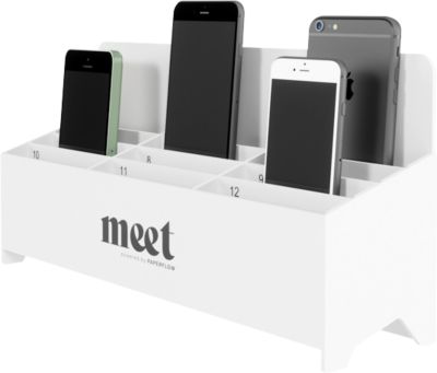 meet by Paperflow Handyablage Phone Docking, für 12 Mobiltelefone, Fächer nummeriert, PS, grau