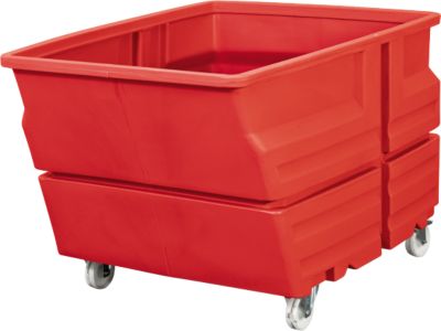 Mehrzweckbehälter, Polyethylen, rot, 600 l, B 825 x T 1240 x H 900 mm, mit Rollen