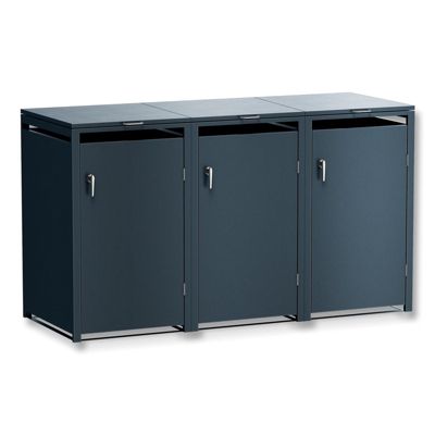 Metzler Mülltonnenbox, 3er-Boxensystem, für Mülltonnen bis 240 l, Türen/Deckel, abschließbar, B 1985 x T 800 x H 1163 mm, Stahl, anthrazitgrau RAL 7016