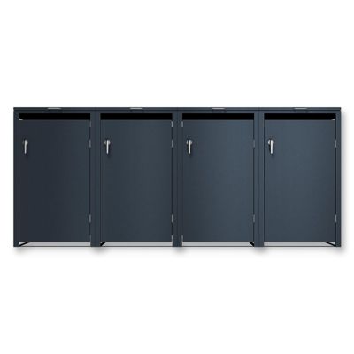 Metzler Mülltonnenbox, 4er-Boxensystem, für Mülltonnen bis 240 l, Türen/Deckel, abschließbar, B 2650 x T 800 x H 1163 mm, Stahl, anthrazitgrau RAL 7016