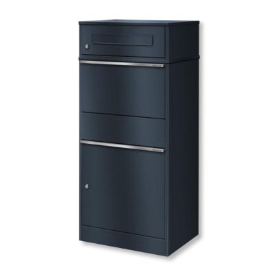 Metzler Paketbox Bispo, für Pakete bis Größe M, mit Briefkasten, abschließbar, B 503 x T 374 x H 1129 mm, Stahl, anthrazitgrau RAL 7016
