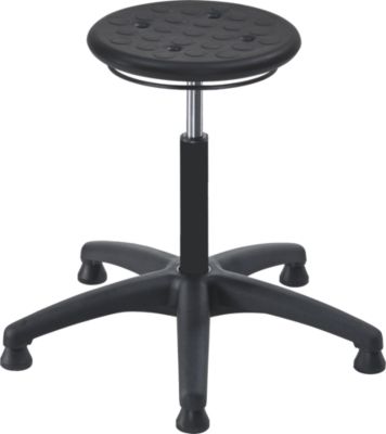 MeyChair Arbeitshocker A1S, mit Gleitern, Sitzhöhe 400-530 mm, bis 120 kg, PU-Schaum, schwarz