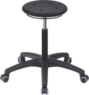 MeyChair Arbeitshocker A1S, mit Rollen, Sitzhöhe 430-560 mm, bis 120 kg, PU-Schaum, schwarz