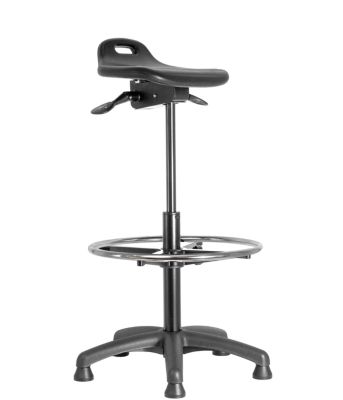 MeyChair Stehhilfe AF0, mit Gleiter und Fußring, Sitzhöhe 610-880 mm, bis 120 kg, PU-Schaum, schwarz