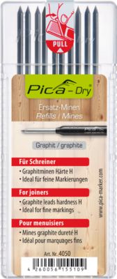Minen-Set Pica-Dry 4050, für Schreiner, Graphit, Spezialhärte H, H 125 x Ø 2,8 mm, 10 Stück
