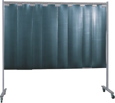 Mobile Schweißerschutzwand, 1-tlg., 2 mm starke Lamellen, EN ISO 25980, B 2100 x H 1920 mm, blau/dunkelgrün