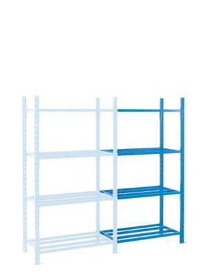 Module d'extension pour rayonnage à emboîter, avec 4 étagères de caillebotis, l. 1260 x P 500 x H 2000 mm