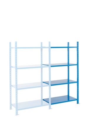 Module d'extension pour rayonnage à emboîter, avec 4 tablettes en tôle d’acier, l. 1260 x P 500 x H 2000 mm