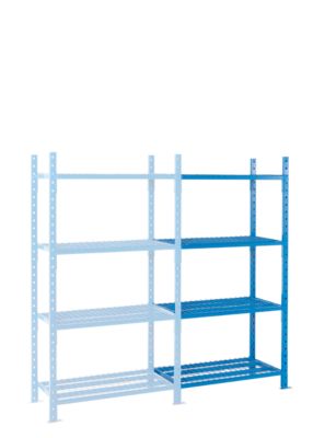 Module d'extension pour rayonnage à emboîter, avec 4 tablettes grillagées, l. 1010 x P 500 x H 2000 mm