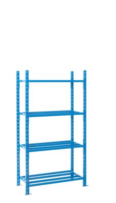 Module de base pour rayonnages à emboîter, avec 4 étagères de caillebotis, l. 1260 x P 600 x H 2000 mm