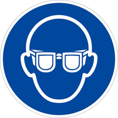 moedel Gebotszeichen „Augenschutz benutzen“, nach ISO 7010 M004, Folie selbstklebend, Ø 100 mm
