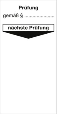 moedel Grundplakette Prüfung gemäß § nächste Prüfung, Folie, 40x80 mm, 10 Stück/Bogen