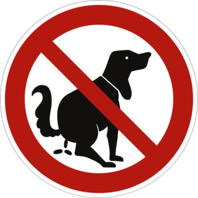 moedel Hinweisschild „Hier kein Hundeklo“, bis 8 m, Ø 200 mm Aluminium, rot-schwarz-weiss