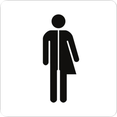 moedel Piktogramm Hinweisschild „WC Unisex/Divers“, selbstklebend, L 160 x B 160 mm, Folie, schwarz-weiß