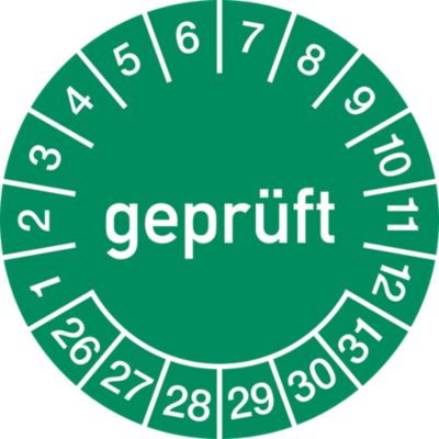 moedel Prüfplaketten 2026–2031, Folie, Ø 30 mm, 10 Stück/Bogen, langlebig, klare Jahreskennzeichnung