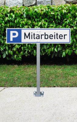 moedel Stahlspieß, zum Einschlagen von Parkplatzreservierungs-Schildern, Bodenplatte, inkl. Schauben, ohne Schild, H 500 mm, Stahl verzinkt