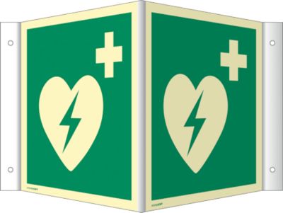 moedel Winkelschild „AED“, Kunststoff, 200 × 200 mm, langnachleuchtend