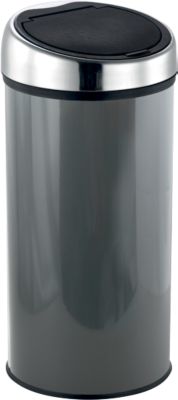 MSV Abfalleimer Touch, Soft-Close, Edelstahl, bis zu 30 Liter, B 310 x H 650 x T 310 mm, dunkelgrau