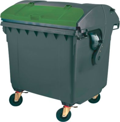 Müllcontainer MGB 1100 RD, Kunststoff, Runddeckel, 1100 l, schwarzgrün