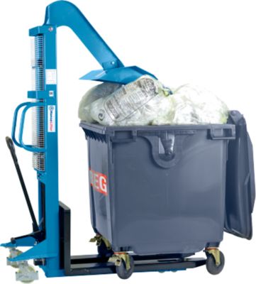 Müllpresse HanseLifter® LiftPress LP1100, inkl. Hochhubwagen SDJ 1016, für Standard-Müllcontainer mit Volumen 800-1100 l