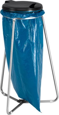Müllsackständer, für den Innenbereich, für Müllsäcke bis 120 l, mit Deckel, B 560 x T 560 x H 940 mm, Stahl