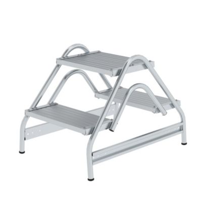 Munk Arbeitspodest, 2 x 2 Stufen Aluminium, stabile Rohrkonstruktion, 400 × 300 mm Trittfläche, 200 mm Stufen, rutschfest, 150 kg