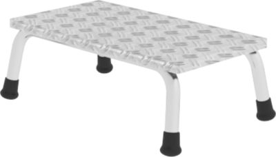 Munk Arbeitspodest, Aluminium, verschweißte Rohrkonstruktion, Warzenblechstufen, rutschfest, Bis 150 kg, Trittfläche B 550 x T 300 mm, 1-stufig