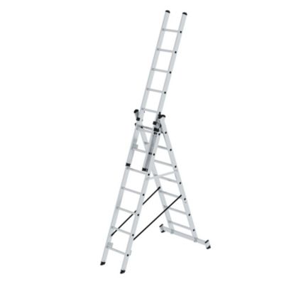 Munk Mehrzweckleiter, 3-teilig, nivello®-Traversen, stabil & langlebig, 3x7 Sprossen