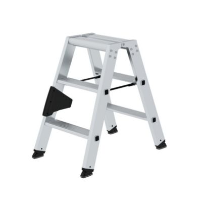 Munk Stufen-Stehleiter, beidseitig, 2 x 3 Stufen, Rechteckrohr-Holme, 80 mm Stufen, nivello® Leiterschuhe, ergo-pad® Griff, 150 kg Tragkraft