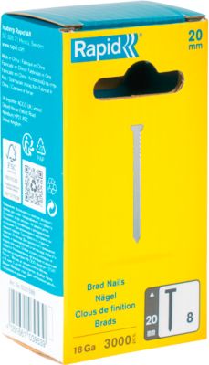 Nägel Rapid Typ 8/20, Präzisionsanschnitt, rostfreier Edelstahl, Packung mit 3000 Stück