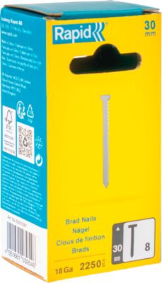 Nägel Rapid Typ 8/30, Präzisionsanschnitt, verzinkter Stahl, Packung mit 2250 Stück